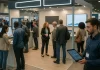 Jak sprawdzić skuteczność ekspozycji reklamowej na targach stoisko targowe z tlumem odwiedzajacych i analiza skutecznosci ekspozycji